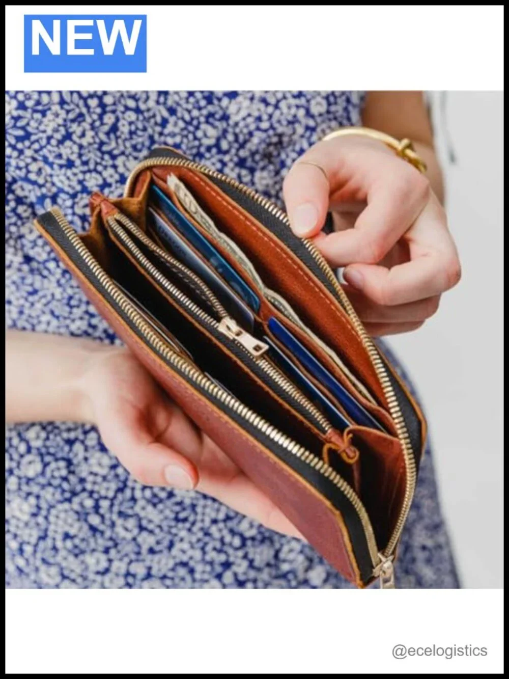 Full Grain Leather Accordion Zip Wallet